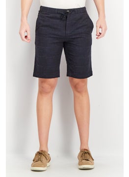 اشتري Men Regular Fit Textured Drawstring Basic Shorts, Navy في الامارات