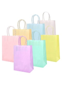 Buy 28 Pcs Party Favor Gift Bags With Handles Pastel Paper Gift Bags Bulk Assorted 7 Colors Rainbow Gift Bags For Birthday Wedding Baby Shower Shopping Parties 8.6" X 6.3" X 3.2" in UAE