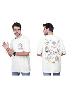 Buy Coup Printed T-Shirt For Men - loose Fit Fit - White - Black in Egypt