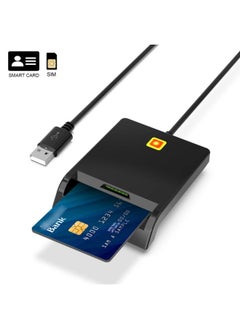 Buy Rcoketek CR301 Smart CAC Card Reader USB 2.0 Bank Card SIM Card Tax Reader (Black) in Saudi Arabia