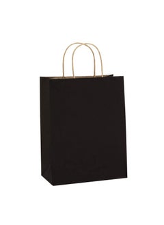 Buy Recyclable Kraft Paper Gift Bag 8X4.25X10.5 Inches 100Pcs Black With Handles Bulk Fsc Compliant Multipurpose in Saudi Arabia