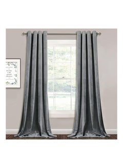 Buy Elegant Velvet Thermal Insulated Curtain Light Blocking Shades 2 panels For Living Room With Steel Grommets in Egypt