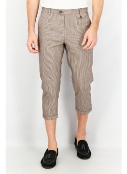 اشتري Men Carrot Fit Stripe Casual Pants, Tan في السعودية