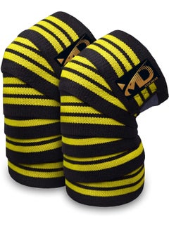 Buy Knee Support Wraps for Weightlifting, Fitness & Gym Workouts 2Pcs, Yellow in Egypt