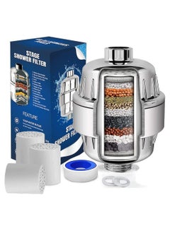 Buy Shower Filter, 25 Stage Shower Filter Water Softener, Shower Head Filter for Hard Water, with 3 Replaceable Filter Cartridges,Universal Replaceable Shower Head Water Purifier to Remove Chlorine in Saudi Arabia