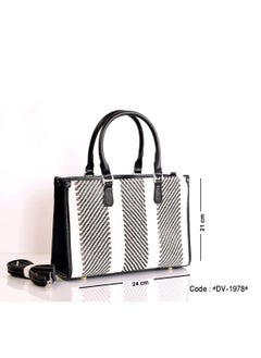 Buy Women's handbag in overlapping colors with durable leather handle with adjustable handle in Egypt