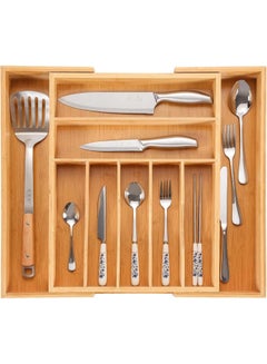 Buy Bamboo Kitchen Drawer Organizer,Expandable Cutlery Tray Utensil Silverware Holder Drawer Dividers Silverware Organizer for Silverware, Flatware, Knives in Kitchen, Bedroom, Living Room in UAE