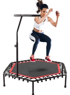 اشتري Mini Fitness Trampoline, 40 Inch Foldable Rebounder Trampoline with Handrail and Safety Pad for Kids Adults Indoor Outdoor Workout Cardio Exercise في السعودية