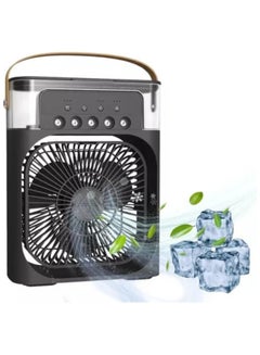 اشتري Portable Air Conditioner Fan,Personal Mini Small Evaporative Air Cooler with AC adapter,Desktop Cool Humidifier with 7 Colors LED Light,1/2/3 H Timer,3 Speeds & 3 Spray for Room Office Home Travel في الامارات