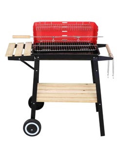 Buy Charcoal Barbeque Grill With Stand, Side Shelves And Wheels For Outdoor Cooking And BBQ in Saudi Arabia