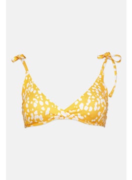 Buy Women Animal Print Lightly Padded Bikini Top, Dark Yellow/White in UAE