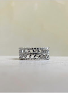 Buy Roman Goddess Leaf Adjustable Ring- Silver in UAE