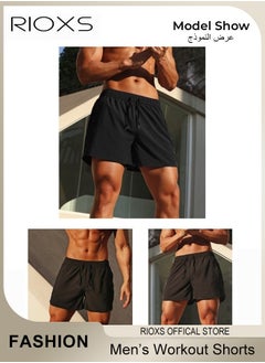 Buy Mens Casual Gym Shorts with Elastic Waist Running Shorts Quick Dry Breathable Sports Shorts Jogging Marathon Bicycle Shorts in Saudi Arabia