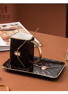 Buy Handbag-Shaped Creative Mug With Saucer and Spoon, Ceramic Coffee Cups in UAE