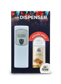 Buy Dr Scent Breeze of Joy, Combo | Automatic Air Freshener Spray Dispenser LCD with 300 ml Aerosol Spray Refill | Long-Lasting Fragrance for Home & Office. (Gold) in UAE