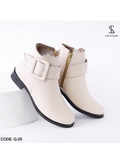 Buy Ankle Boot Leather With Zipper G-25 - Beige in Egypt