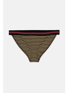 اشتري Women Pull On Stripe Bikini Bottom, Black and Khaki في السعودية