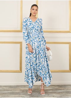 Buy Leaf AOP Front Twist Detail A-Line Maxi Dress in Saudi Arabia