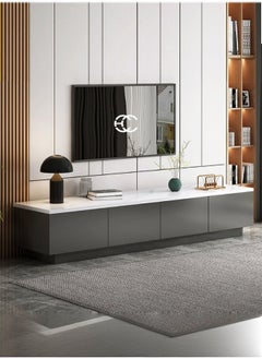 اشتري Modern Italian Wood Living Room TV Cabinet TV Table with Cabinets and Shelves Grey 140x30x29 cm في السعودية