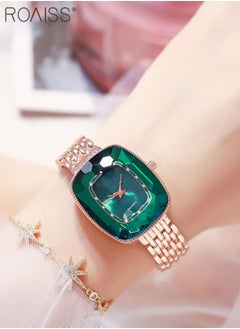 Buy Women's Steel Strap Quartz Watch Analog Display with Oval Shape Green Dial Waterproof Elegant Wristwatch as Gift for Ladies in Saudi Arabia