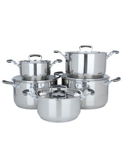 اشتري Cookware Set, Steel, With Silicone Handle, 10 Pieces في السعودية