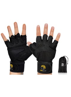 Buy Men Gym Gloves with Wrist Support - Breathable Workout Gloves Full-Palm Protection Fitness Gloves - Ventilated Handgear, Fingerless Exercise Gloves - (XL Size - Most Commonly Used) in Saudi Arabia