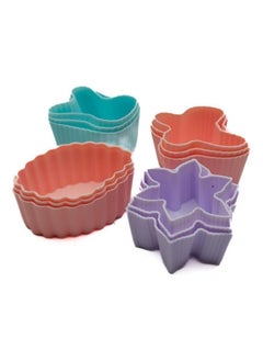 Buy 12Pcs/Set Reusable Non-Stick Silicone Flowers Shape Mini Baking Muffin Cupcake Chocolate Cups Mold Bakeware Tool 7x5x3 Cm Multicolour in UAE