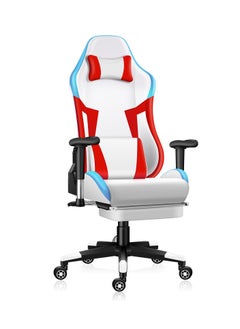 Buy Gaming Chair Ergonomic Ultra Large Size 56 x 51 CM Gaming Chairs 90-180° Reclining Computer Chair with Neck and Massage Lumbar Support PU Comfortable Leather Game Chair 2D Armrests Red White in Saudi Arabia