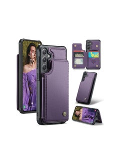 Buy Wallet Case for Samsung Galaxy S24 plus , Premium Handmade Durable PU Leather Slim Shockproof Case with [Double Magnetic Clasp] [Card Holder] [Kickstand] [RFID Blocking] (Purple) in Egypt