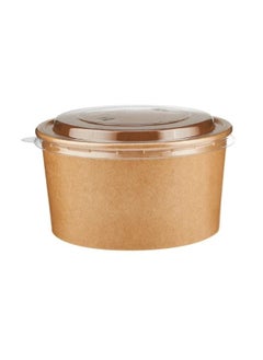 Buy Kraft Brown Salad Bowl with PET Lid, 1000 ML Eco-friendly Round Paper Food Container, Great for Take-outs, Pack of 50 Pcs in UAE