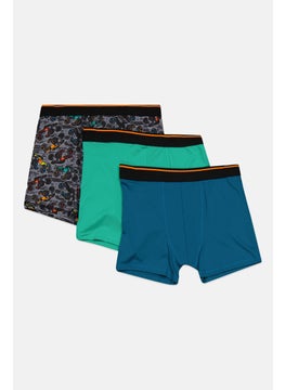 Buy Kids Boy 3 Pack Boxers, Black/Teal Combo in UAE