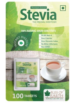 Buy Bliss Of Earth Stevia Sugar free Tablets Pellets Zero Calorie Keto Sweetener Instant Dissolve 100Tablets in UAE