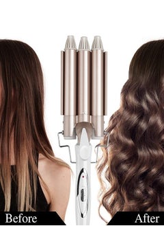 Buy 25mm Curling Wand Hair 3 Barrel Curler Ceramic Tourmaline Hair Waver in UAE