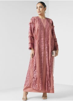 Buy Lace Detailed Abaya With Inner Dress & Sheila in UAE