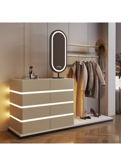 Buy Dressing Table with Clothing Rack & LED Mirror & Drawers in UAE