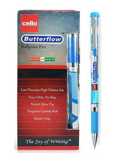 Buy 12-Piece Butterflow Ballpoint Pen 0.7mm Tip Blue Ink in UAE