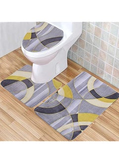 اشتري -Set Bathroom Anti-Slip Pedestal Rug + Lid Toilet Cover + Bath Mat في السعودية