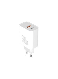 Buy Celebrat C-S1-EU Dual Ports Fast Travel Charger Designed With High Temperature Protection And Multi Protocol Charging Fits Various Smart Devices 30W - White in Egypt