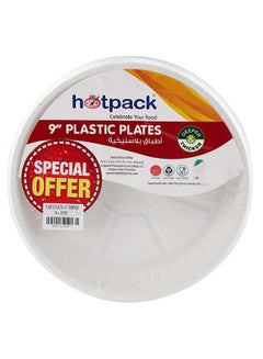 Buy Hotpack Premium Quality Disposable Plastic Plates 9inch 25-PiecesTwin Pack 50-Plates in UAE