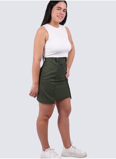 Buy Women's Slim Fit Checked Skirt in Safari in UAE