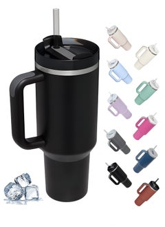 Buy Tumbler 40oz with Handle and Straw Lid Insulated, 40 oz Stainless Steel Vacuum Insulated Water Bottles,  Reusable Car Travel Mug Iced Coffee Cup Keeps Hot and Cold for Hours in Saudi Arabia