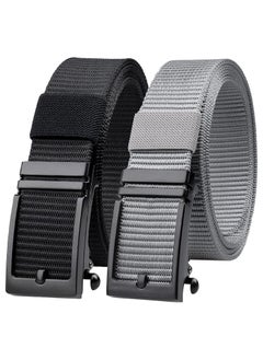 اشتري Men's Nylon Ratchet Belt, 125cm Adjustable Nylon Web Tactical Work Belt with Automatic Slide Buckle, Web Breathable Fabric Belts for Mens Work Outdoor Sport Hiking, 2 Pcs في الامارات