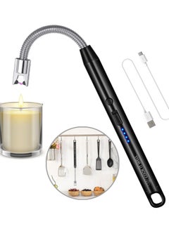 Buy Candle BBQ Lighter With Hook Can Be Easily Hanged Anywhere Type C Black USB Rechargeable in UAE