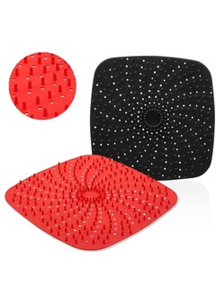 Buy Air Fryer Liners with Raised Silicone | 2 PCS Patented Product | BPA Free Non-Stick Mats | for Tray Accessories – 9 Inch Square Upgrade Reusable in UAE