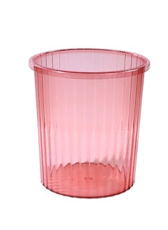 اشتري Modern Design Clear Small Round Waste Bin with Open Top Household Large Capacity Living Room Bathroom Bedroom Office Durable Sturdy Decorative Plastic Waste Basket Trash Can Storage Bucket 8L في الامارات