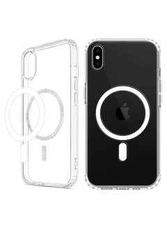 Buy iPhone XS Max Clear Magnetic Cover | MagSafe Compatible | Hybrid Protective Crystal Clear Hard Back Case | Shockproof Silicone Frame | in UAE