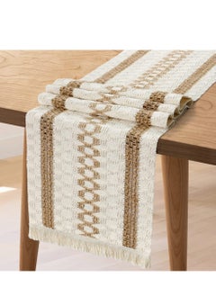 Buy Macrame Table Runner Boho Cotton Linen Table Runner Natural Burlap Table Runner with Tassels Bohemian Table Cloth Decoration for Wedding Party Farmhouse Dining Table Decor 12 x 71'' in UAE