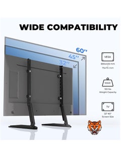 Buy "Universal TV Stand with Metal Legs for 20''-60'' LCD/LED Flat Screen TVs, Extra Wide and Long Feet, Supports Up to 120 lbs, VESA Max 800x400mm (Black)" in UAE