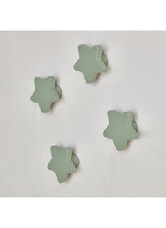 Buy Star Shaped 4-Piece Wooden Wall Hook Set 6 x 6 x 3 cm in UAE