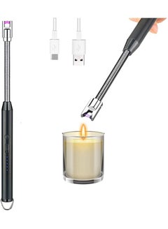 Buy Candle Lighter Black Arc Lighter No Gas Refill Needed Rechargeable Electric Lighter With Charging Indications Lighter for Barbeque, Cake, Candles, Gas, Stove, Camping in UAE